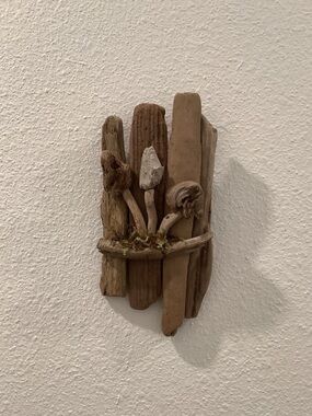 Driftwood Art , Driftwood Mushrooms, Mushroom Art, Driftwood Coastal Decor